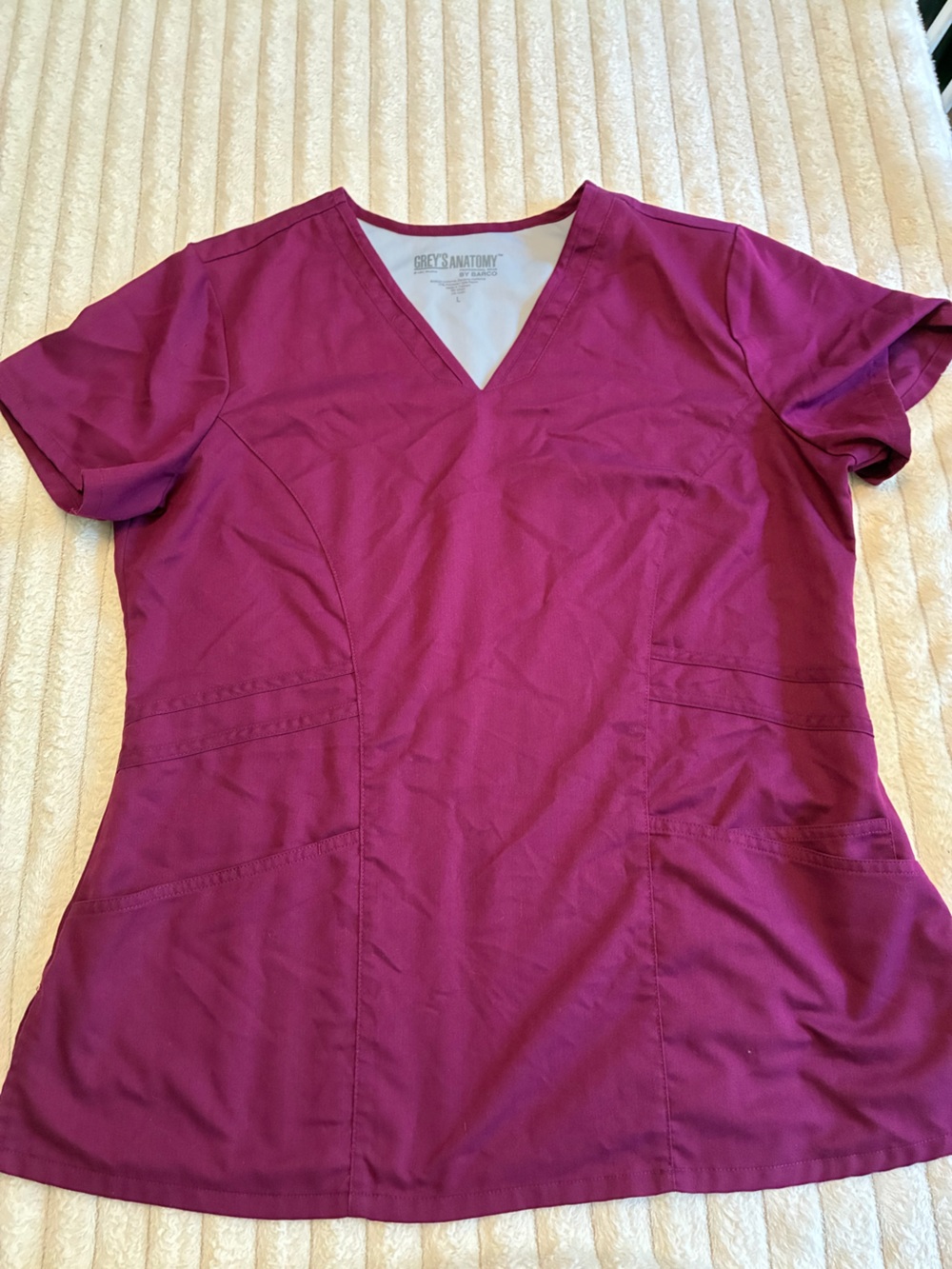 Grey's Anatomy by Barco Scrub Top Women's Large | Burgundy Medical Uniform